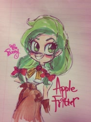 Size: 576x768 | Tagged: safe, artist:bunnyoxo, character:apple fritter, species:human, apple family member, clothing, female, humanized, solo