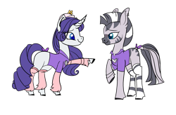 Size: 2869x1883 | Tagged: safe, artist:bublebee123, artist:icey-wicey-1517, edit, character:rarity, character:zecora, species:pony, species:unicorn, species:zebra, ship:raricora, blushing, bowler hat, bracelet, clothing, collaboration, color edit, colored, ear piercing, earring, female, hat, heart, hoodie, horn, horn piercing, jewelry, leg warmers, lesbian, mare, missing cutie mark, nose piercing, nose ring, piercing, raised hoof, shipping, simple background, socks, stockings, striped socks, thigh highs, transparent background, unshorn fetlocks