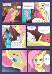Size: 2893x4092 | Tagged: safe, artist:mustachedbain, character:fluttershy, character:princess ember, oc, oc:august, oc:rexion, species:dragon, species:pegasus, species:pony, comic:my dragon children, baby, baby dragon, comic, determined, dragon oc