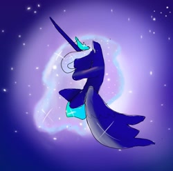 Size: 1080x1072 | Tagged: safe, artist:bellas.den, character:princess luna, species:alicorn, species:pony, g4, 2010s, 2019, bust, ethereal mane, eyes closed, female, galaxy mane, jewelry, mare, peytral, solo, tiara
