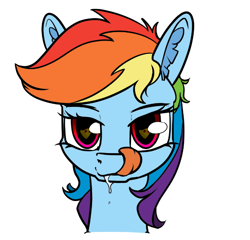 Size: 622x597 | Tagged: safe, artist:dacaoo, character:rainbow dash, species:pegasus, species:pony, g4, bust, catchlights, drool, eyes on the prize, female, food, licking, licking lips, pizza, portrait, solo, that pony sure does love pizza, tongue out