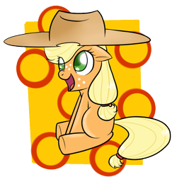 Size: 800x800 | Tagged: safe, artist:mister-markers, character:applejack, female, filly, foal, sitting, solo