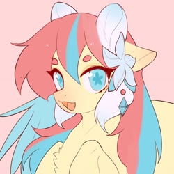 Size: 2048x2048 | Tagged: safe, artist:amo, oc, oc only, species:pony, g4, bust, flower, flower in hair, open mouth, portrait, simple background, solo, starry eyes, wingding eyes