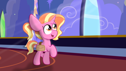 Size: 9000x5063 | Tagged: safe, artist:sugarcloud12, character:luster dawn, species:pony, g4, absurd resolution, bag, female, filly, saddle bag, solo