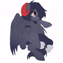 Size: 2048x2048 | Tagged: safe, artist:amo, oc, oc only, species:pegasus, species:pony, g4, cloven hooves, ribbon, simple background, solo, unshorn fetlocks, white background