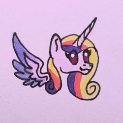 Size: 1080x1080 | Tagged: safe, artist:galaxy.in.mind, character:princess cadance, species:alicorn, species:pony, g4, bust, female, horn, mare, smiling, solo, traditional art, wings