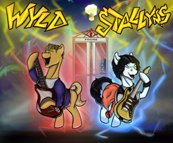 Size: 5671x4699 | Tagged: safe, artist:mixdaponies, species:earth pony, species:pony, g4, bill and ted, crossover, guitar, musical instrument, wyld stallyns