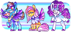 Size: 1893x846 | Tagged: safe, artist:spudsmcfrenzy, character:fluttershy, character:rainbow dash, character:rarity, species:pony, g4, chibi, female, simple background, transparent background