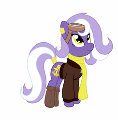 Size: 2420x2478 | Tagged: safe, artist:inkynotebook, oc, oc:aether naut, species:earth pony, species:pony, g4, boots, clothing, earth pony oc, female, goggles, hat, looking up, mare, scarf, shoes, smiling