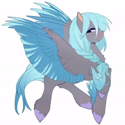 Size: 2048x2048 | Tagged: safe, artist:amo, oc, oc only, species:pegasus, species:pony, g4, raised hoof, simple background, solo, unshorn fetlocks, white background
