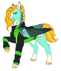 Size: 744x866 | Tagged: safe, artist:malinraf1615, character:lightning dust, species:pegasus, species:pony, g4, alternate hairstyle, chest fluff, clothing, female, grin, headcanon, mare, markings, raised hoof, redesign, scar, simple background, smiling, solo, sweater, transparent background, unshorn fetlocks