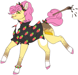 Size: 843x810 | Tagged: safe, artist:malinraf1615, character:li'l cheese, species:earth pony, species:pony, episode:the last problem, g4, my little pony: friendship is magic, alternate hairstyle, bandana, blep, chest fluff, clothing, glasses, headcanon, male, markings, older li'l cheese, raised hoof, raised leg, redesign, shirt, simple background, spoon, stallion, tongue out, transparent background, unshorn fetlocks, wooden spoon