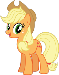 Size: 9136x11518 | Tagged: safe, artist:firesidearmy46231, character:applejack, species:earth pony, species:pony, episode:simple ways, g4, my little pony: friendship is magic, alternate hairstyle, alternate mane style, cute, female, g4.5 to g4, jackabetes, looking at you, mare, open mouth, simple background, solo, transparent background, vector
