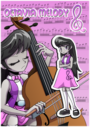 Size: 1202x1700 | Tagged: safe, artist:tarkron, character:octavia melody, species:eqg human, g4, my little pony:equestria girls, bow tie, commission, eyes closed, female, musical instrument, ribbon, solo, violin