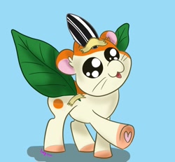 Size: 1300x1200 | Tagged: safe, artist:inkynotebook, oc, oc only, species:pony, g4, bust, commission, hamtaro, ponified, raised hoof, simple background, smiling, solo, sunflower leaf, sunflower seeds, underhoof, ych result