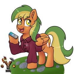 Size: 4000x4000 | Tagged: safe, artist:yelowcrom, oc, oc only, oc:naviga, species:pegasus, species:pony, g4, cellphone, clothing, ear fluff, female, mare, phone, simple background, smartphone, solo, white background