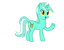 Size: 2149x1696 | Tagged: safe, artist:almaustral, character:lyra heartstrings, species:pony, species:unicorn, g4, female, mare, open mouth, raised hoof, simple background, smiling, solo, transparent background, waving