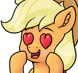 Size: 1178x1114 | Tagged: safe, artist:yelowcrom, character:applejack, species:pony, g4, ear fluff, female, heart eyes, mare, simple background, white background, wingding eyes