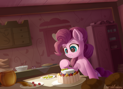 Size: 2500x1800 | Tagged: safe, artist:emeraldgalaxy, character:pinkie pie, species:earth pony, species:pony, g4, baking, cake, food, solo