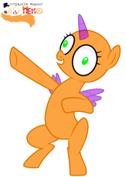 Size: 1000x1397 | Tagged: safe, artist:katnekobase, oc, oc only, species:alicorn, species:pony, g4, alicorn oc, bald, base, bipedal, horn, open mouth, raised hoof, simple background, solo, transparent background, wide eyes, wings
