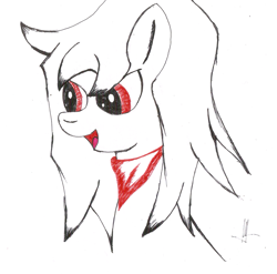 Size: 2171x2148 | Tagged: safe, artist:almaustral, oc, oc only, oc:lighting wind, species:earth pony, species:pony, g4, earth pony oc, lineart, neckerchief, open mouth, partial color, solo, traditional art