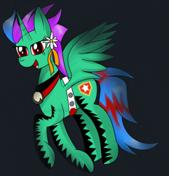 Size: 2399x2488 | Tagged: safe, artist:almaustral, oc, oc only, species:pegasus, species:pony, g4, dark background, flower, flower in hair, pegasus oc, smiling, solo, wings