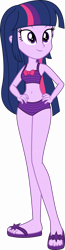 Size: 5188x19831 | Tagged: safe, artist:firesidearmy46231, character:twilight sparkle, character:twilight sparkle (alicorn), species:eqg human, g4, my little pony:equestria girls, adorasexy, belly button, bikini, clothing, cute, feet, female, flip-flops, hand on hip, sandals, sexy, simple background, solo, swimsuit, transparent background, twiabetes, vector