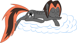 Size: 2936x1657 | Tagged: safe, artist:almaustral, artist:ivanaru, oc, oc only, species:pegasus, species:pony, g4, cloud, eyes closed, lying down, on a cloud, pegasus oc, prone, simple background, sleeping, solo, transparent background, wings