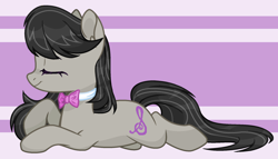 Size: 2056x1172 | Tagged: safe, artist:katnekobase, artist:thieeur-nawng, base used, character:octavia melody, species:earth pony, species:pony, g4, bow tie, eyes closed, female, lying down, mare, prone, solo