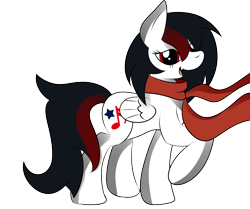 Size: 3500x2922 | Tagged: safe, artist:almaustral, oc, oc only, oc:lighting wind, species:pegasus, species:pony, g4, clothing, open mouth, pegasus oc, raised hoof, scarf, simple background, solo, transparent background, wings