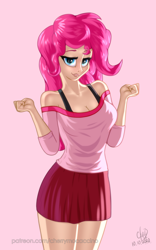 Size: 1200x1920 | Tagged: safe, artist:cherrymocaccino, artist:zuko42, character:pinkie pie, species:human, art pack:music album 'e.g.8 themes', g4, my little pony:equestria girls, breasts, busty pinkie pie, clothing, looking at you, solo