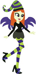 Size: 306x615 | Tagged: safe, artist:prettycelestia, artist:user15432, base used, species:human, g4, my little pony:equestria girls, barely eqg related, bat wings, black dress, black shoes, clothing, crossover, demon wings, dress, equestria girls style, equestria girls-ified, hat, high heels, leggings, purple wings, scary godmother, shoes, wings, witch hat