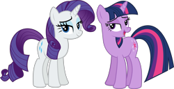 Size: 12776x6518 | Tagged: safe, artist:firesidearmy46231, character:rarity, character:twilight sparkle, character:twilight sparkle (unicorn), species:pony, species:unicorn, g4, bedroom eyes, duo, female, lidded eyes, looking at you, mare, simple background, transparent background, vector