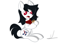 Size: 2558x1770 | Tagged: safe, artist:almaustral, oc, oc only, oc:lighting wind, species:pegasus, species:pony, g4, coffee, cup, mug, neckerchief, open mouth, pegasus oc, signature, simple background, solo, transparent background, wings