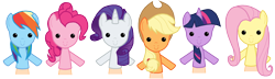 Size: 1752x502 | Tagged: safe, artist:thelastgherkin, character:applejack, character:fluttershy, character:pinkie pie, character:rainbow dash, character:rarity, character:twilight sparkle, hand puppet, mane six, puppet