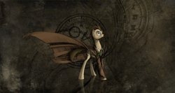 Size: 1500x800 | Tagged: safe, artist:nastylady, character:doctor whooves, character:time turner, species:earth pony, species:pony, g4, abstract background, clothing, coat, male, photoshop, solo, stallion