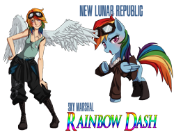 Size: 2310x1822 | Tagged: safe, artist:the-orator, character:rainbow dash, species:human, dog tags, goggles, humanized, new lunar republic