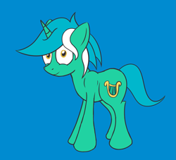 Size: 1849x1681 | Tagged: safe, artist:mostlyponyart, character:lyra heartstrings, species:pony, species:unicorn, blue background, female, simple background, smiling, solo