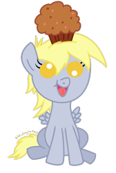 Size: 799x1188 | Tagged: safe, artist:bibliodragon, character:derpy hooves, species:pony, baby, baby pony, cute, dawwww, derpabetes, female, filly, hnnng, muffin, solo, younger