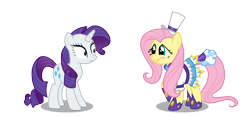 Size: 1602x750 | Tagged: safe, artist:thelastgherkin, character:fluttershy, character:rarity, simple background, transparent background, vector