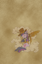 Size: 640x960 | Tagged: safe, artist:pashapup, character:twilight sparkle, species:alicorn, species:pony, artificial wings, augmented, clothing, goggles, hat, iphone wallpaper, mechanical wing, steam, steampunk, top hat, wings