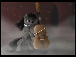 Size: 2400x1800 | Tagged: safe, artist:dawnmistpony, character:octavia melody, species:earth pony, species:pony, g4, bipedal, cello, female, mare, music, musical instrument, photoshop, solo, windswept mane