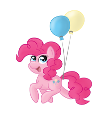 Size: 800x922 | Tagged: dead source, safe, artist:spaerk, character:pinkie pie, species:earth pony, species:pony, balloon, female, filly, floating, foal, open mouth, solo, then watch her balloons lift her up to the sky