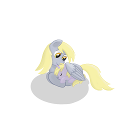 Size: 1000x1000 | Tagged: dead source, safe, artist:spaerk, character:derpy hooves, character:dinky hooves, species:pegasus, species:pony, species:unicorn, equestria's best mother, female, filly, mare