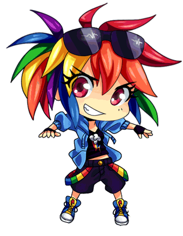 Size: 378x486 | Tagged: source needed, safe, artist:ianpo, artist:semehammer, character:rainbow dash, animated, chibi, converse, female, humanized, shoes, sunglasses