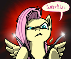 Size: 1200x1000 | Tagged: safe, artist:davidcurser, artist:doublewbrothers, character:fluttershy, balisong, butterfly knife, cropped, female, knife, solo