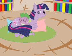 Size: 900x695 | Tagged: safe, artist:ced75, character:spike, character:twilight sparkle, cute, mama twilight, snuggling