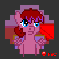 Size: 200x200 | Tagged: safe, artist:caitsith511, oc, oc only, species:pegasus, species:pony, animated, camcorder, camera, camera shot, eyeshadow, feathered touch, pixel art