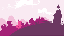 Size: 8000x4517 | Tagged: safe, artist:sircinnamon, character:pinkie pie, species:earth pony, species:pony, episode:a friend in deed, g4, my little pony: friendship is magic, absurd resolution, adobe imageready, female, mare, outline, silhouette, solo, wallpaper