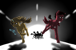 Size: 2060x1361 | Tagged: safe, artist:kudalyn, backlighting, julie grigio, ponified, r, silhouette, warm bodies, zombie